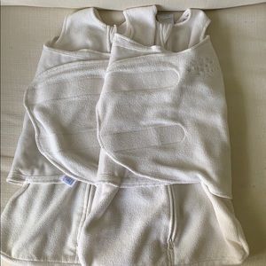 Pair of newborn halo fleece swaddles